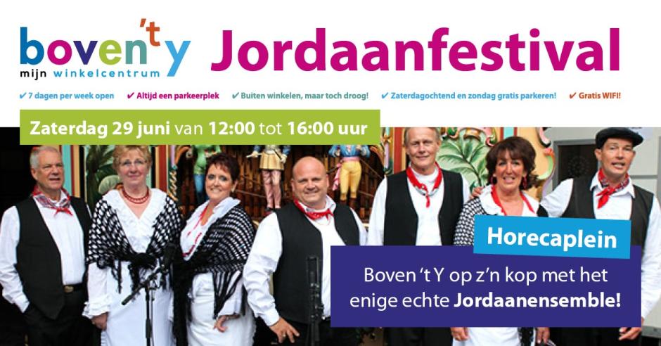 Jordaanfestival op winkelcentrum Boven 't Y Buikslotermeerplein in Amsterdam Noord