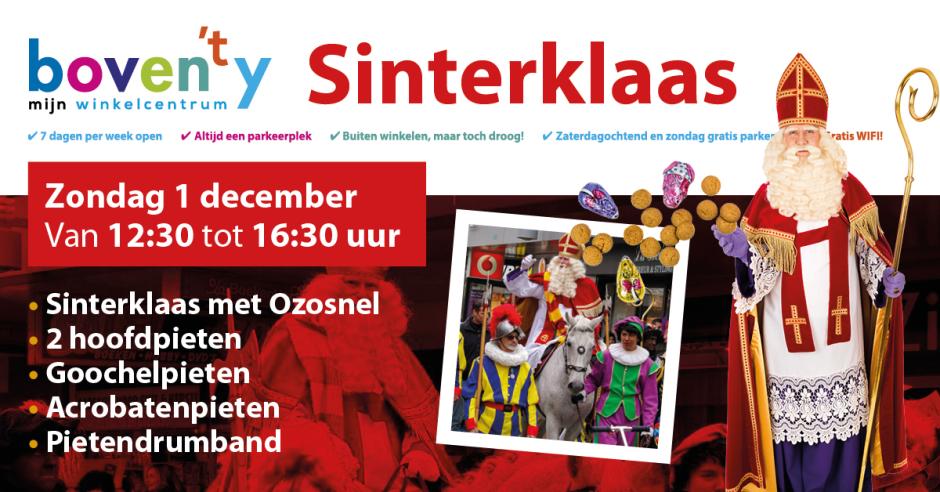 Sinterklaas op winkelcentrum Boven 't Y Buikslotermeerplein in Amsterdam Noord